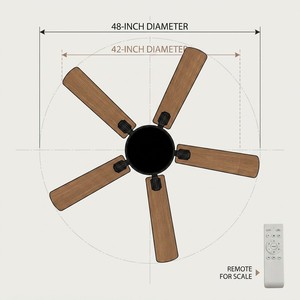 Fan <b>Light</b> with <b>Light</b> Kit LED <b>Ceiling</b> Lamp Wooden Blades Living Room Bedroom Chandelier - Product Image 6