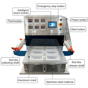 Con Dấu Sáu Khay Tại Một Lần Đóng Gói Nitơ Khí Nén Niêm Phong Máy Luồng Không Khí Thực Phẩm Tươi Máy Đóng Gói Cho Bánh Sandwich - Product Image 3