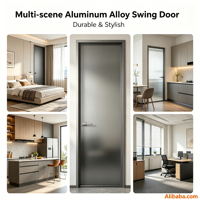 Porte battante Suifu personnalisée moderne en alliage d'aluminium de 1,4 mm d'épaisseur avec verre clair/téinté, surface finie, garantie 3 ans, appartement
