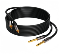 Câble audio 2RCA vers double 6,35 mm (1/4 pouce) TS, 2 x 6,35 mm (1/4 pouce) vers 2RCA, coque en cuivre plaqué or pour haut-parleur, mixeur, amplificateur