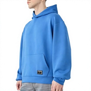 Sweat-shirt à capuche bleu surdimensionné pour homme, 100% coton, lourd, de qualité supérieure, imprimé graphique, streetwear, pull-over, OEM - Product Image 4