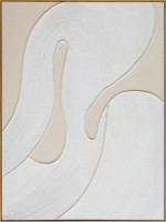 Peinture murale sur toile abstraite texturée blanche, lignes courbes minimalistes, pour la décoration du salon