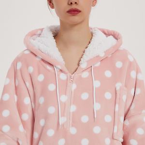 Kids Winter Sherpa <strong>Oversize</strong> Flannel <strong>Hoodie</strong> <strong>Blankets</strong> 100% Polyester Knitted with Solid Festival Pattern Wearable <strong>Hoodie</strong> for Kids - Product Image 4