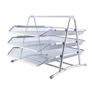 Office Desktop Black <b>Metal</b> Wire Mesh 3-tier Paper Tray Stackable <b>File</b> Tray - Product Image 5