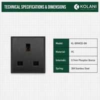 Module de prise modulaire Kolani noir à encliquetage, 3 broches UK, 13A 250V, ignifuge en PC, module de prise standard britannique