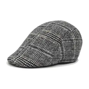 Осенне-зимняя модная винтажная шапка с плющом, теплая клетчатая шапка для газетчика, регулируемая шапка с логотипом плюща для мужчин