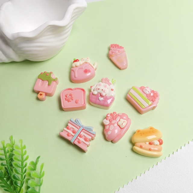 Kawaii Resin Cherry Blossom Dessert Food Play Flatback Cabochon Craft Fit Phone Case Decoration DIY Hair Accessories