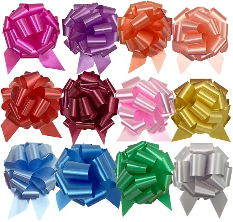 Commercio all'ingrosso personalizzato natale rosso blu oro fiore PP Curling regalo di plastica Pull Bow Ribbon