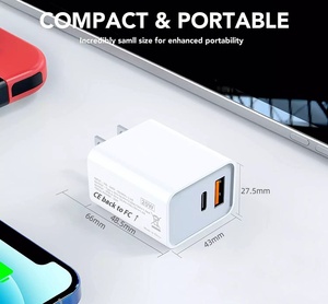Tất Cả Các Chức Năng Nhanh Chóng Sạc Chuyến Đi Kinh Doanh Tường Sạc Pd20w Tương Thích A + C Loại C-A IOS Cổng Điện Thoại Power Supply Adapter - Product Image 3
