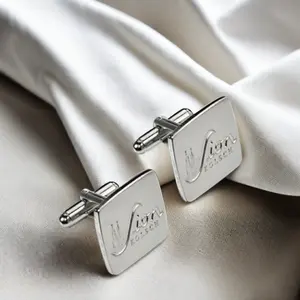 Nieuwste Sublimatie Heren Blanco Shirt Gegraveerd Logo Stropdas Clips Custom Cufflink Nieuwigheid Pak Metalen Manchetknopen Voor Mannen Luxe