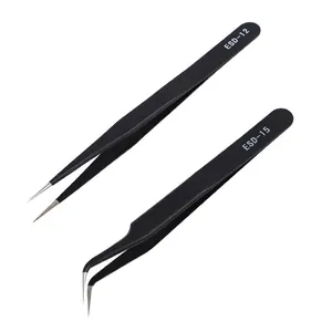 Hot Selling Stainless Steel Anti-static Nail Tweezers Curved&Straight Style Manicure Tool Eyelash Extension Tweezers