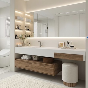 BALOM High Class Modern Style Hotel Home Use Bathroom Cabinet Custom Wood MDF Plywood Melamine Modular Vanity <b>Smart</b> <b>Mirror</b> - Product Image 3