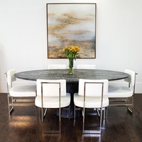 Table à manger en chêne noir 10 places, mobilier de maison, table à manger moderne contemporaine en marbre rond, forme ovale, OEM ODM