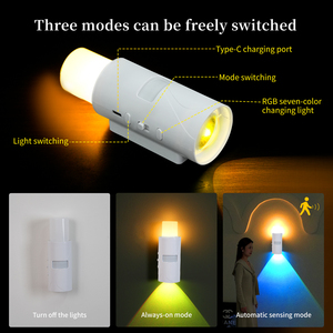 Magnetic Rechargeable Motion <b>Sensor</b> Wall <b>Light</b>,Wireless LED <b>Night</b> <b>Light</b>,3-5M Body Induction,7 RGB Color Ambient,Easy Install - Product Image 6