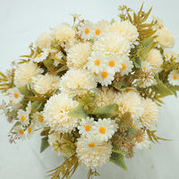 Buket Campuran Bunga Pompon & Daisy Musim Gugur Buatan, Rangkaian Bunga Krisan Chamomile Palsu
