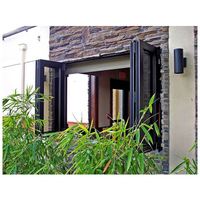 Fenêtres isolantes horizontales, cadre noir en aluminium, fenêtre de balcon pliante à 3 pistes avec verre Low-E