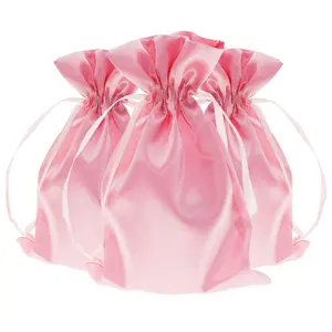 Оптовая продажа высокое качество дешевая цена Пользовательский логотип упаковка розовый атласный мешок для парика