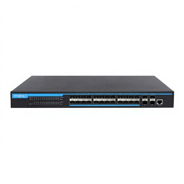 Layer 3 Managed Switch 24 Port Gigabit SFP 4 Port 10G SFP+ Uplink 128Gbps Bandwidth Enterprise Network Rackmount SNMP QoS