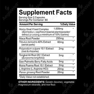 Aeglewell-<span class=keywords><strong>Capsules</strong></span> d'herbe cornée de chèvre pour homme, supplément extra fort pour homme avec extrait de racine de maca noire pour l'endurance et l'énergie - Product Image 2