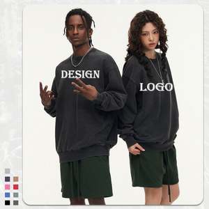 Sweat-shirts unisexes tendance de style européen, personnalisés, 350g, effet délavé, col rond, sans poches, pour femmes - Product Image 5