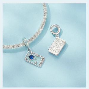 925 Sterling Silver Sun Moon Star Tarot Cards Pendentif Amoureux Charme Fit PAN Original DIY <span class=keywords><strong>Bracelet</strong></span> Collier Anniversaire Bijoux