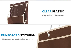 High Quality Foldable 8-Pocket Minimalist Fabric Wall-Mounted Hanging Handbag Clothing Organizer Wardrobe Storage <b>Polybag</b> - Product Image 5