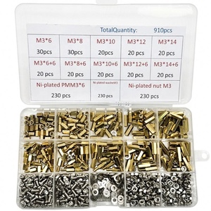 1 Juego de 910 piezas de kit de espaciadores de latón: 230 piezas PMM3 + 230 piezas NutM3 + Washem3, tornillos espaciadores de latón de cabeza hexagonal roscados M3 para PCB - Product Image 1