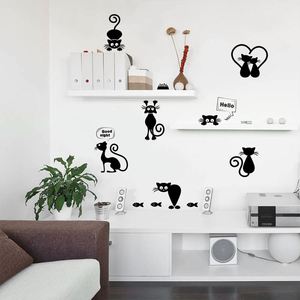 สติ๊กเกอร์ติดผนังรูปแมวน่ารักสำหรับห้องเด็ก DIY ตกแต่งบ้าน การ์ตูนสัตว์ สติ๊กเกอร์ติดผนัง PVC ศิลปะภาพจิตรกรรมฝาผนัง - Product Image 3