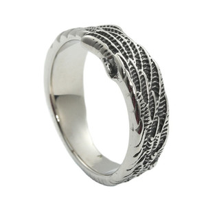 European American Style <b>Titanium</b> Steel Wing <b>Ring</b> Silver Men's Punk Jewelry 24081 - Product Image 5