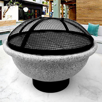 Couverture en maille pour foyer de jardin en fibre d'argile moderne, dispositif de sécurité anti-flamme, finition thermolaquée, commande par bouton - Facile à assembler