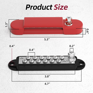 150A thanh xe buýt điện Brass khối thiết bị đầu cuối 1/4 "Stud Marine pin kết nối khối thiết bị đầu cuối 12V DC Pin thanh xe buýt Đồng - Product Image 2