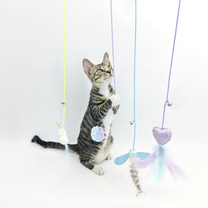 Nuova stella Cat BY035 porta oscillante appesa Teaser giocattoli per gatti materiale piuma campane elastiche interattivo antigraffio - Product Image 5