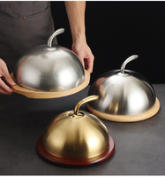 Penutup Makanan Stainless Steel Bentuk Kubah Bulat Warna Emas Perak untuk Hotel Restoran Prasmanan Katering Steak Teppanyaki Penghangat Sajian