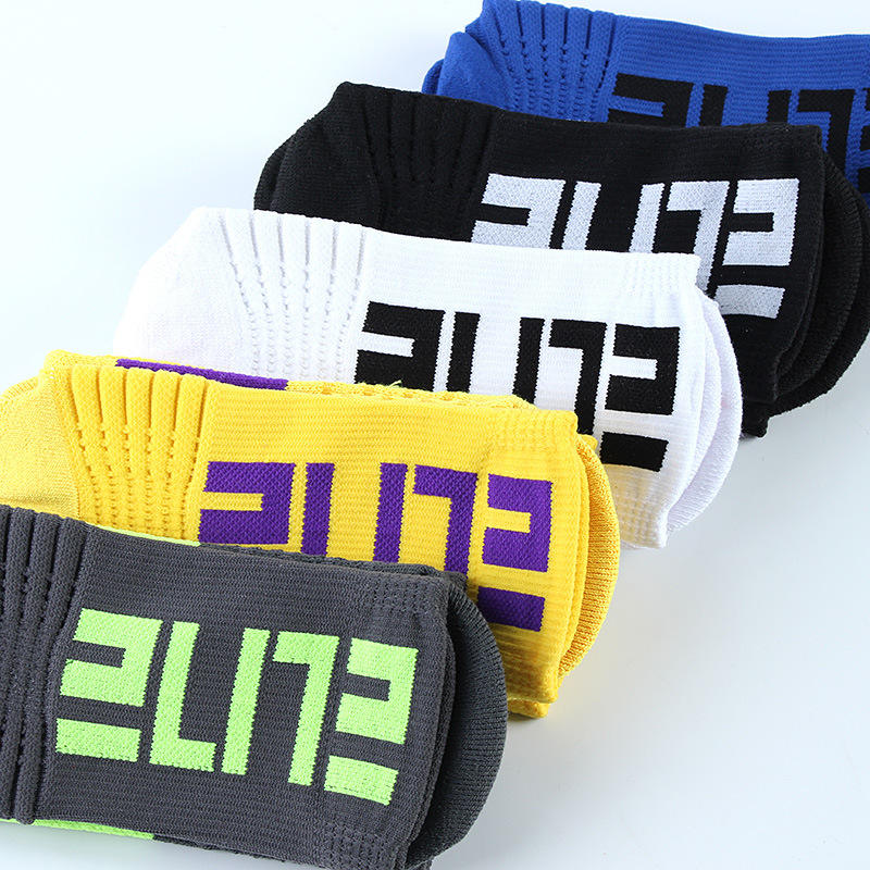 Men's Elite Basketball Crew Socks Heavy Thick Terry Cushion Non Slip Grips Moisture Wicking Custom Logo on Cuff Wholesale Bulk
