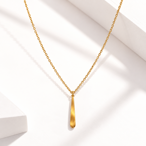 สร้อยคอจี้ทรงหยดน้ำสแตนเลสสตีลเคลือบทอง 14K ด้วยวิธีสุญญากาศ พร้อมสายโซ่แบบละเอียดขนาด 40+5 ซม. - Product Image 1