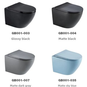 Cuvette de toilette murale en céramique noire, émaillée à haute température, gris-vert mat, procédé de cuisson unique, style moderne et minimaliste - Product Image 3