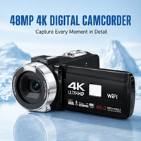 Caméscope 48MP 4K avec zoom 18X, écran tactile rotatif de 3,0 pouces, WiFi, vision nocturne, MicroSD, 9 modes, éclairage LED, caméra DV