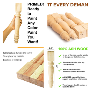 Patas de mesa torneadas de forma redonda ODM OEM de alta calidad modernas de Vietnam, nuevas patas de muebles superiores, hechas de madera maciza - Product Image 4