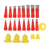 33pcs Applicateurs de buses de calfeutrage en acier inoxydable rouge avec 3 bases de connexion jaunes Kit d'outils de finition de calfeutrage