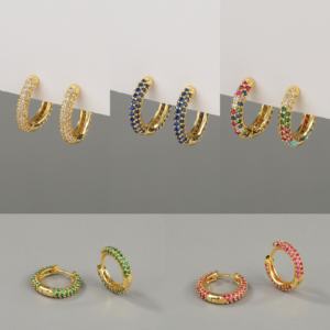 Boucles d'oreilles gothiques colorées pour femme, piercing hélix en forme d'arc-en-ciel, style créole, classique, fermoir à clou fin, 16mm 18mm, nouveauté - Product Image 2