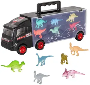 dino kamyon oyuncaklar Suppliers-2021 siyah cuma Toddlers çocuklar traktör römork araba oyuncak çocuk için 6 Mini plastik dinozorlar oyuncak kamyon araba Dino taşıyıcı oyuncak kamyon