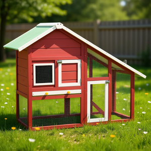 Casa para Conejos de Madera Maciza de Abeto, Roja y Blanca, 55.1x24.8x47.2, Mueble para Mascotas de Exterior - Product Image 2