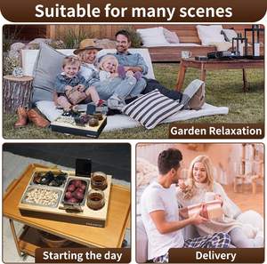 Organisateur de canapé en bois, barre de rangement pour canapé, boîte de rangement pour collations, plateau avec 2 porte-gobelets et support pour télécommande - Product Image 6