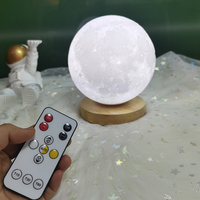 Lampe lunaire décorative de luxe sur base en bois pour chambre à coucher - Thème Halloween/Noël MOQ 100 pièces