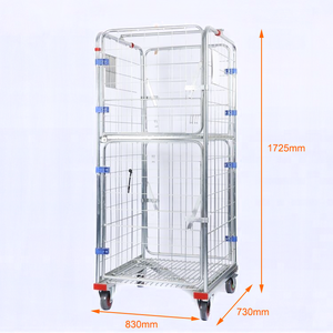 Chariot de stockage en fil métallique pliable à 4 côtés avec 1 étagère et loquet TR-83731725-B, capacité de 500 kg - Product Image 5