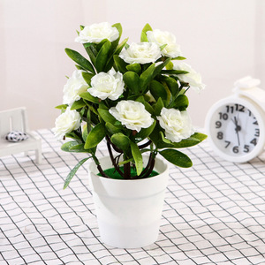 Artificielle Rose En Pot Bush Arbre Plante Rouge Faux <span class=keywords><strong>Mini</strong></span> Rose Fleurs Bonsaï Décor À La Maison Jardin Porche - Product Image 3