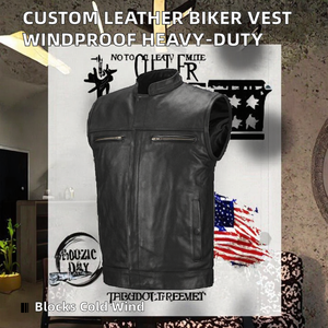 Custom Casual <b>Canvas</b> Leather Motorcycle Vest <b>Men</b> Club-Style Biker Sleeveless <b>Jacket</b> Heated Waterproof Windproof Winter - Product Image 2