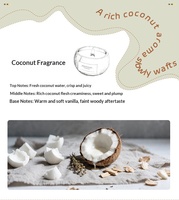 Bougie parfumée artisanale en cire de soja avec mèche en bois, dans un bol en coquille de noix de coco, personnalisable avec étiquette privée de luxe, avec boîte cadeau