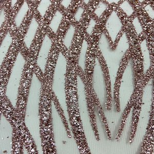 Honglong glitzernde Pink Crystal Pailletten wunderschöne weiße Perlen Mesh Brautkleid <span class=keywords><strong>Prom</strong></span> Dress Lace Fabric - Product Image 6