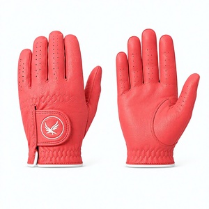 ถุงมือกอล์ฟแบบสวมมือซ้ายสำหรับทุกเพศ  วัสดุ PU สีแดง พรีเมียม ระบายอากาศได้ดี  สองด้าน  นุ่ม  กันลื่น  พร้อมโลโก้สั่งทำได้ - Product Image 1